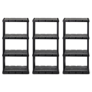 Gracious Living 4 Shelf Knect-A-Shelf Solid Light Duty Storage Unit, Black 3 Pck