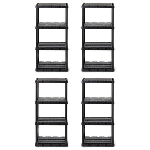 Gracious Living 4 Shelf Knect-A-Shelf Solid Light Duty Storage Unit, Black 4 Pck