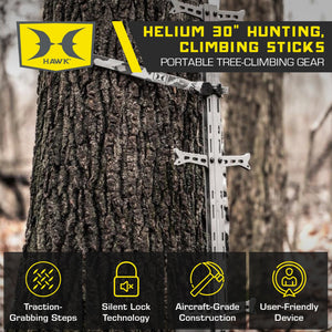 Hawk Helium Kickback Hang On Tree Stand w/Footrest & Set of 3 Climbing Sticks