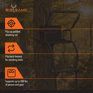 Big Game Warrior DXT 17 Foot 1 Person Deer Hunting Ladder Climbing Tree Stand