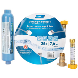 Camco 40010 Marine RV Camper Trailer Fresh Water Hose and Filter Filtration Kit