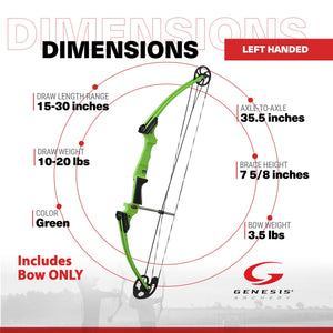 Genesis Archery Compound Bow Adjustable Sizing for Left Handed, Green (2 Pack)