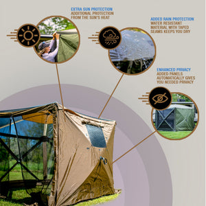 Clam Quick-Set Screen Hub Tent Wind & Sun Panels, Accessory Only, Brown (2 Pack) - TRAPSKI