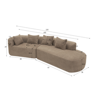 116" Modern Curved Sectional Sofa with High-Density Fully Compressed Sponge