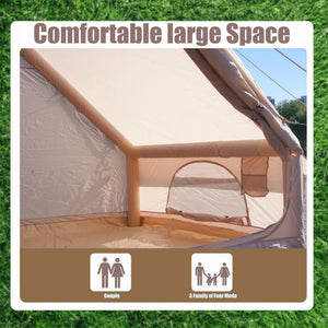 Inflatable Glamping Tent For 4 - 6 People, Waterproof Outdoor Tent With Pump - Khaki