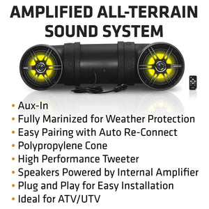 SOUNDSTORM BTB6L 6.5" 450W Bluetooth Amplified Marine UTV ATV Speaker System