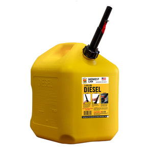 Midwest Can Company 5 Gal Diesel Fuel Container w/ Auto Shutoff, Yellow (2 Pack)