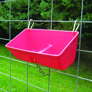 Little Giant FF16RED 9 Quart Heavy Duty Feed Trough Bucket Fence Feeder, Red