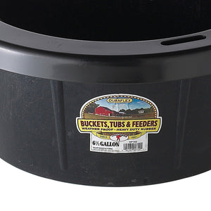Little Giant Rubber Tub with Metal Hanging Hooks 6.5 Gallon Capacity, Black