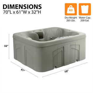 LifeSmart 4 Person Inflatable Hot Tub Spa, Side Step for Square & Round Hot Tubs