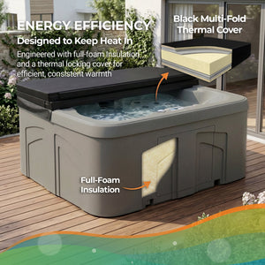 LifeSmart 4 Person Inflatable Hot Tub Spa, Side Step for Square & Round Hot Tubs