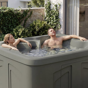 LifeSmart LS100 Taupe 4 Person Plug and Play Square Hot Tub Spa with Black Cover