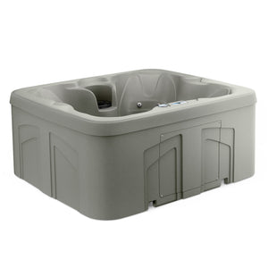 LifeSmart LS100 Taupe 4 Person Plug and Play Square Hot Tub Spa with Black Cover