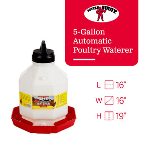 Little Giant PPF5 5 Gallon Automatic Poultry Waterer for Chickens, Red (4 Pack)