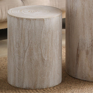 Set of 3 Rounded Wood Coffee Tables with Whitewashed Wood Finish