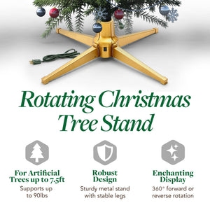 Home Heritage Metal Rotating Christmas Tree Stand for Holiday Trees Up to 7.5 ft