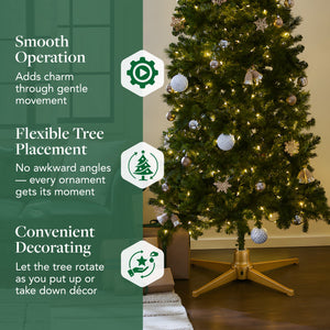 Home Heritage Metal Rotating Christmas Tree Stand for Holiday Trees Up to 7.5 ft