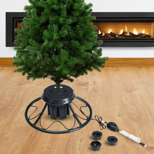 Home Heritage 1-1.75" Artificial Christmas Tree Rotating Metal Stand, Dark Green