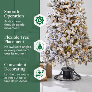 Home Heritage 1-1.75" Artificial Christmas Tree Base Rotating Metal Stand, Black