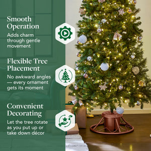 Home Heritage 1-1.75" Artificial Christmas Tree Base Rotating Metal Stand, Brown