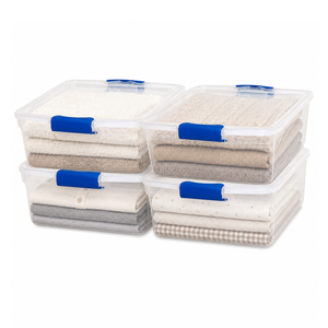 Homz 15.5 Qt Plastic Stackable Storage Container with Secure Lid, Clear (4 Pack)