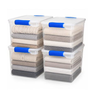Homz 31 Qt Heavy Duty Clear Plastic Latching Stackable Storage Containers, 4 Pk