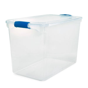Homz 112 Qt Clear Plastic Stackable Storage Containers with Latch Lid, 6 Pack