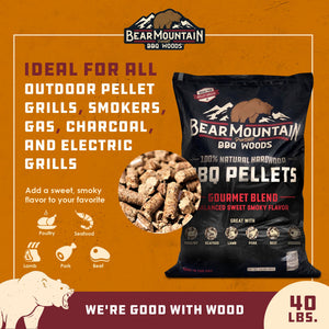 Bear Mountain BBQ All-Natural Hardwood Gourmet Smoker Pellets, 40 lbs (2 Pack)
