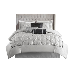 7 Piece Tufted Comforter Set Grey California King