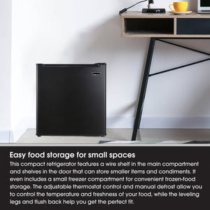 Magic Chef MCR170BE Mini Refrigerator with Freezer Shelf, 1.7 Cubic Feet, Black