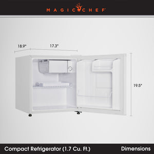 Magic Chef MCR170WE Mini Refrigerator with Freezer Shelf, 1.7 Cubic Feet, White - TRAPSKI