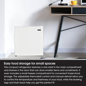 Magic Chef MCR170WE Mini Refrigerator with Freezer Shelf, 1.7 Cubic Feet, White - TRAPSKI