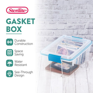 Sterilite 12 Qt Plastic Storage Bin Container Clear Gasket Sealed Box, (6 Pack)