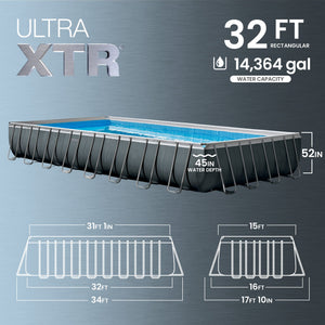 INTEX Ultra XTR Frame Rectangular Pool Set with Krystal Clear Saltwater System
