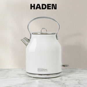 Haden Heritage 1.7 Liter Stainless Steel Electric Water Kettle, Ivory & Chrome - TRAPSKI