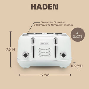 Haden Heritage Wide Slot Stainless Steel Toaster, Ivory & Chrome - TRAPSKI