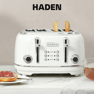 Haden Heritage Wide Slot Stainless Steel Toaster, Ivory & Chrome - TRAPSKI
