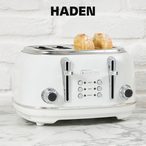 Haden Heritage Wide Slot Stainless Steel Toaster, Ivory & Chrome - TRAPSKI