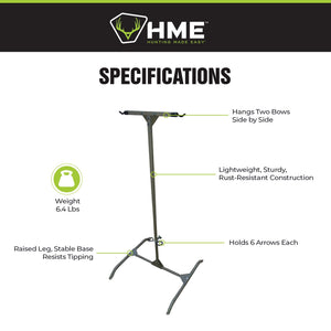 HME Hard Surface Practice Indoor Outdoor Steel Archery Bow Storage Hanger Rack