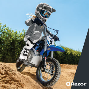 Razor MX350 Dirt Rocket 24V Electric Toy Motocross Motorcycle Dirt Bike, Blue - TRAPSKI