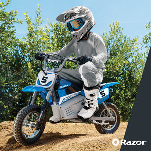 Razor MX350 Dirt Rocket 24V Electric Toy Motocross Motorcycle Dirt Bike, Blue - TRAPSKI