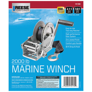 Reese 7017000 20 Foot Hook Strap Zinc Plated Carbon Steel Marine Ratchet Winch