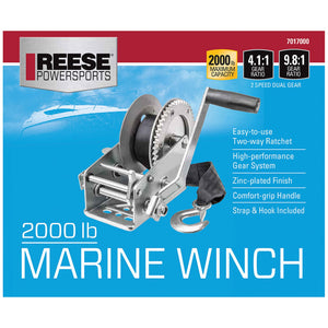 Reese 7017000 20 Foot Hook Strap Zinc Plated Carbon Steel Marine Ratchet Winch