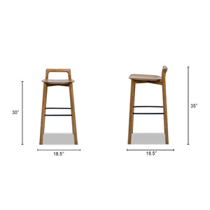 Sven 30" Modern Minimalist Low Back Wood Barstool