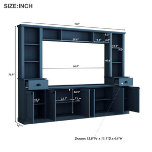 Minimalist Entertainment Wall Unit with Bridge for TVs Up to 75''