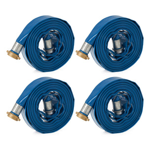 Apache 98138015 1.5" Diameter 50' Length 75 PSI PVC Lay Flat Hose, Blue (4 Pack)