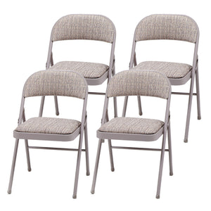 MECO Sudden Comfort Deluxe Fabric Padded Folding Chair Set, Chicory Lace(4 Pack)