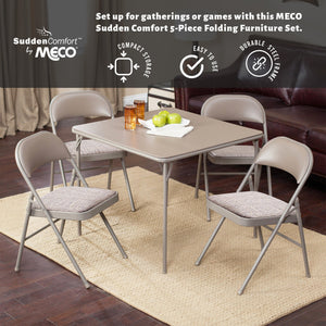 MECO Sudden Comfort 5 Piece 34x34 Card Table and 4 Chairs Folding Furniture Set - TRAPSKI