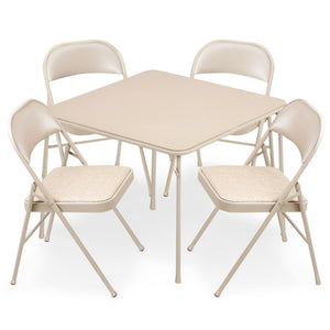 MECO Sudden Comfort 5 Piece 34x34 Card Table and 4 Chairs Folding Furniture Set - TRAPSKI