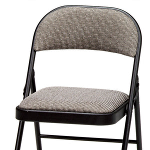MECO Sudden Comfort Deluxe Metal Fabric Padded Folding Chair Set, Black (4 Pack)